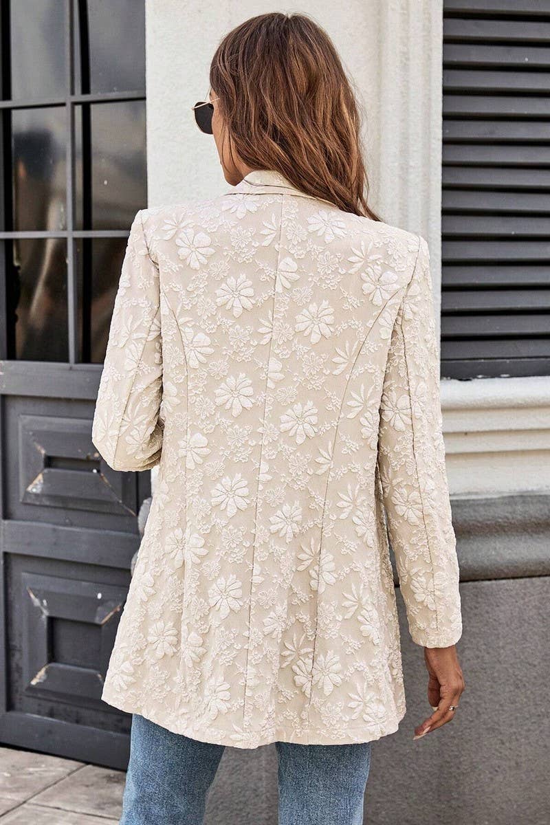 CWOCO00158_JACQUARD SINGLE-BUTTON SLIM COMMUTER SUIT JACKET