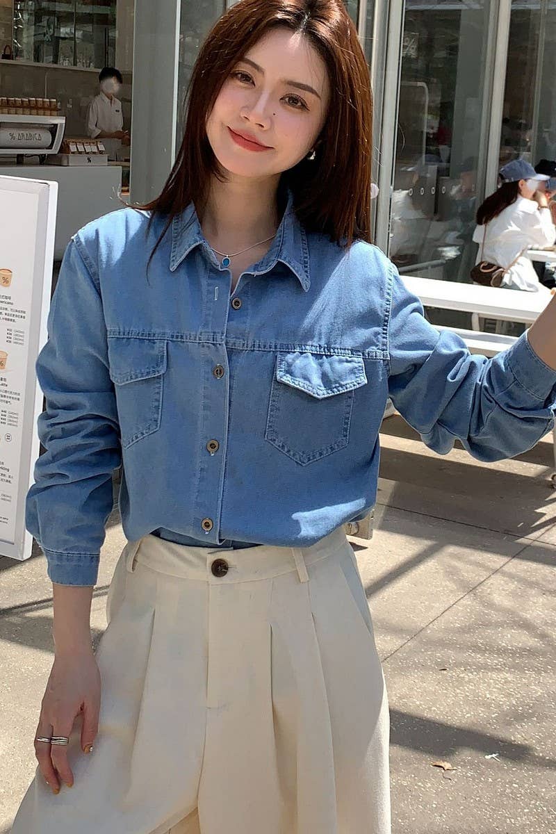 CWOBL00211_RETRO LONG-SLEEVED LAYERED LOOSE SHIRT