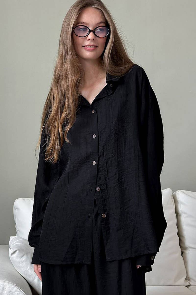 CWSPJ0296_SOLID COLOR LONG SLEEVE LONG PANTS PAJAMA SET