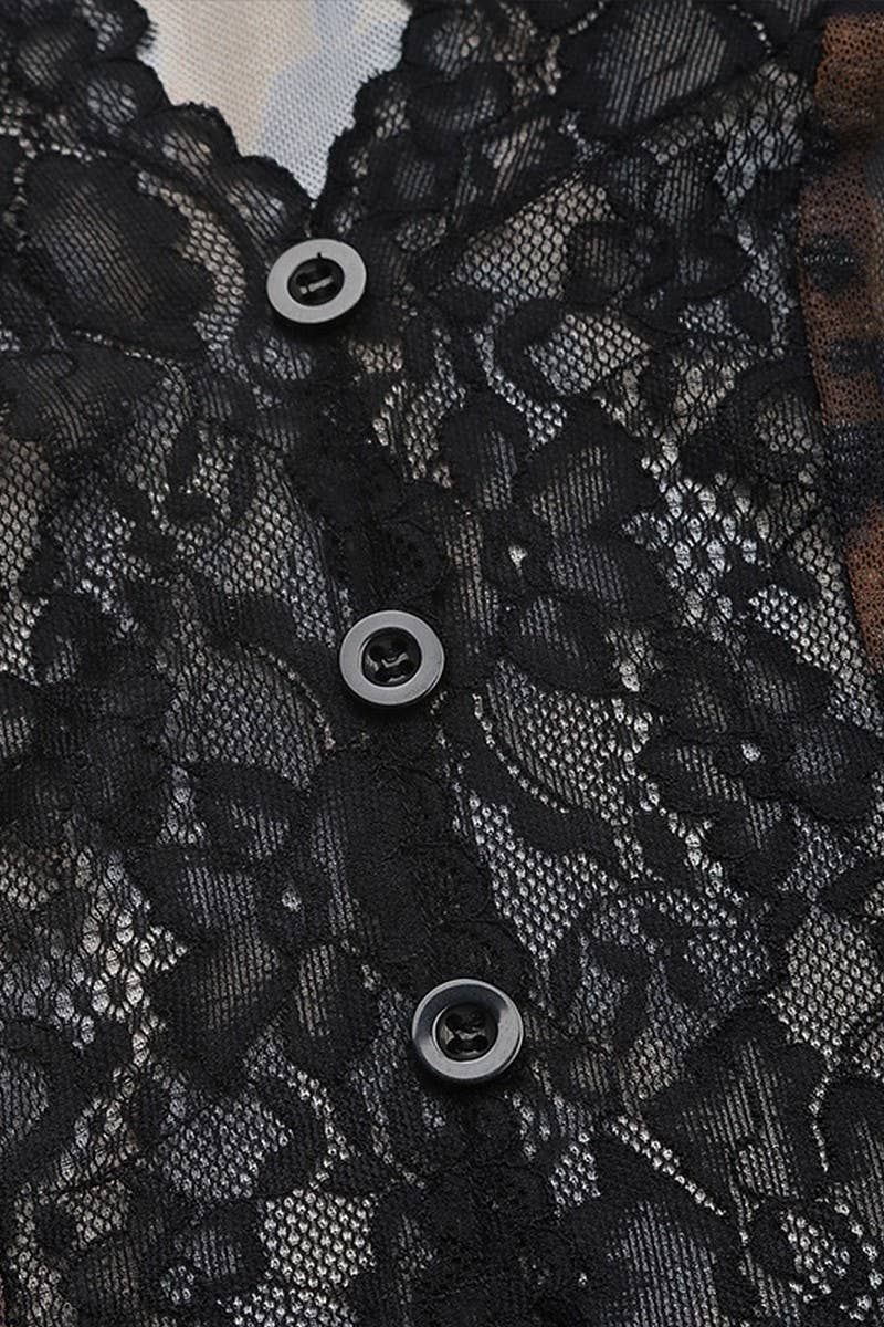 CWSBSL0093_LEOPARD PRINT MESH PANEL TRUMPET SLEEVE BODYSUIT