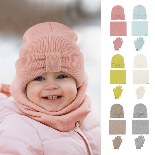 AUTUMN AND WINTER BOW CHILDREN'S THREE-PIECE SUIT_CWMM2780