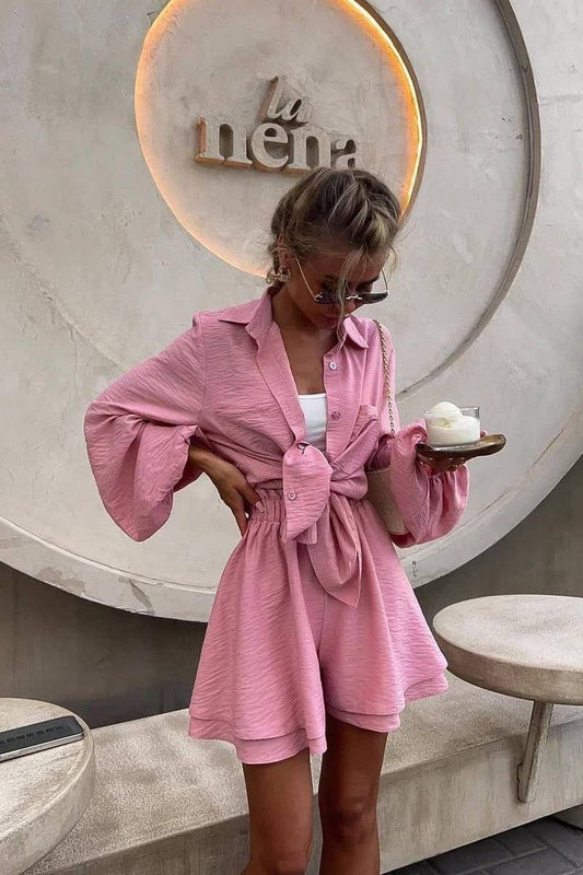 CWSTB1359_LONG-SLEEVED TOP AND RUFFLED SHORTS SET