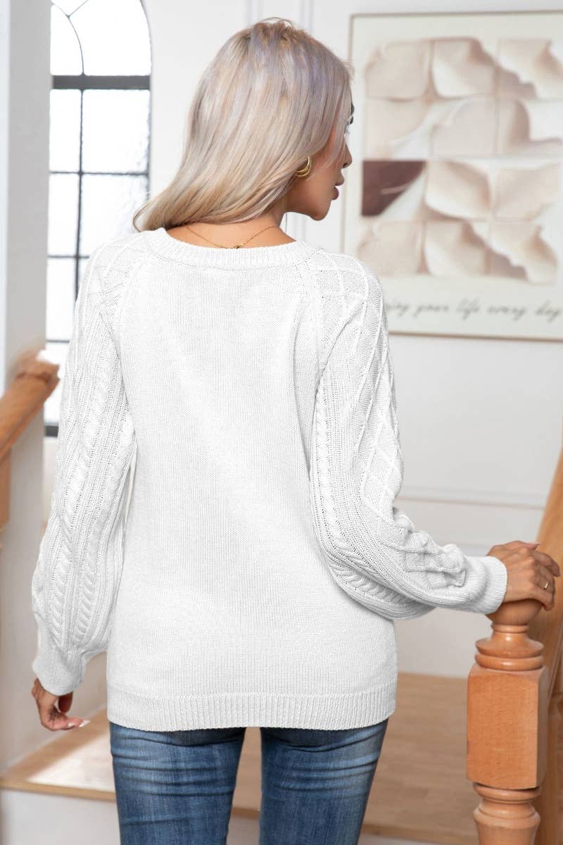 CWOSWL6372_CASUAL BUTTON-UP LONG-SLEEVED KNIT SWEATER