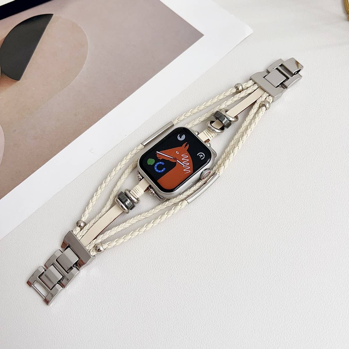 BOHEMIAN STYLE IWATCH9 GENUINE LEATHER WOVEN STRAP_CWWW0067