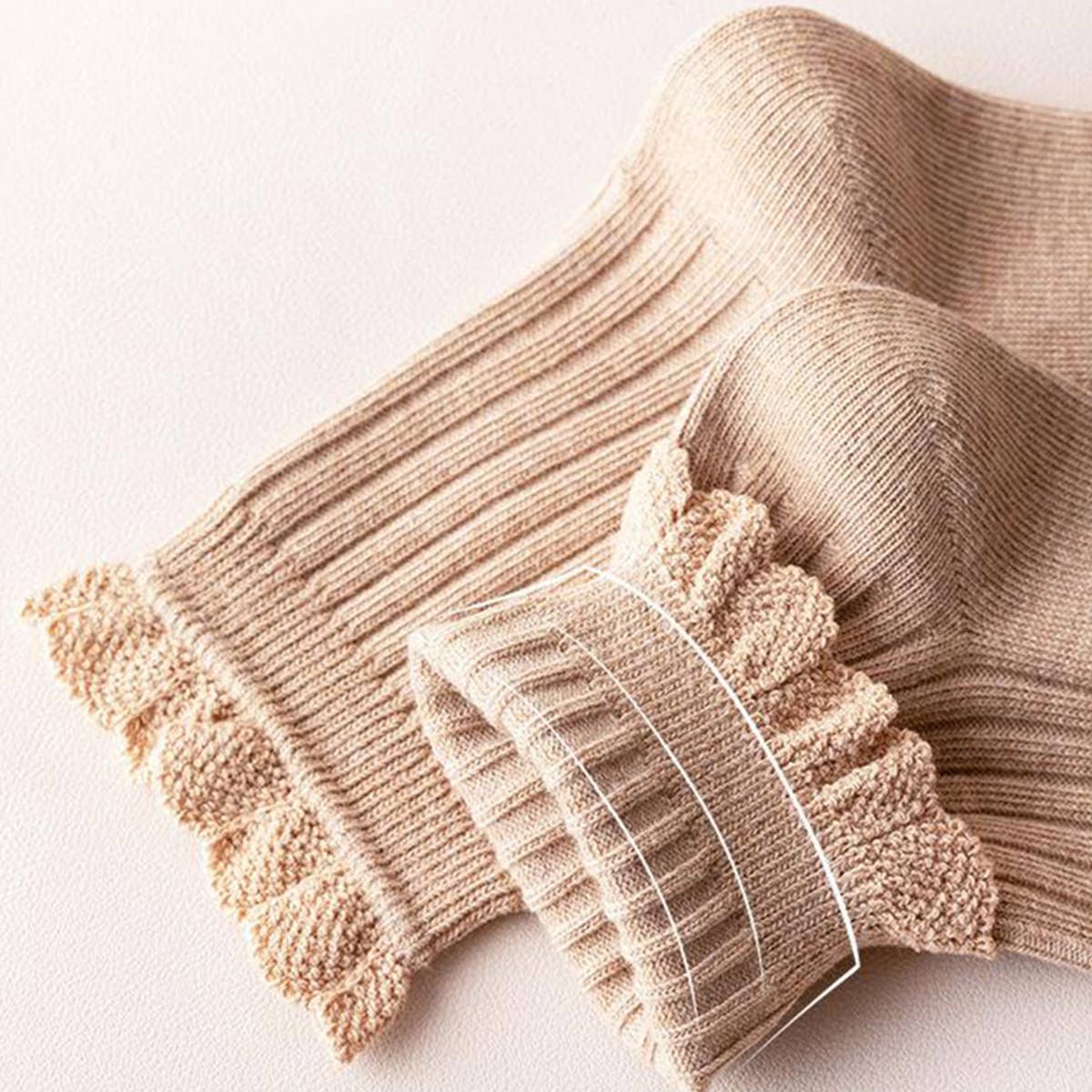 CUTE RUFFLE EDGE LACE MID-CREW SOCKS FOR WOMEN'S