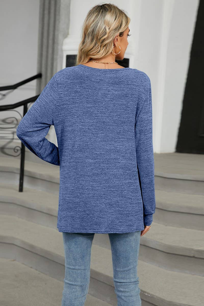 CWTBLL1866_WRINKLED BRUSHED CUTOUT LOOSE LONG SLEEVE TOP