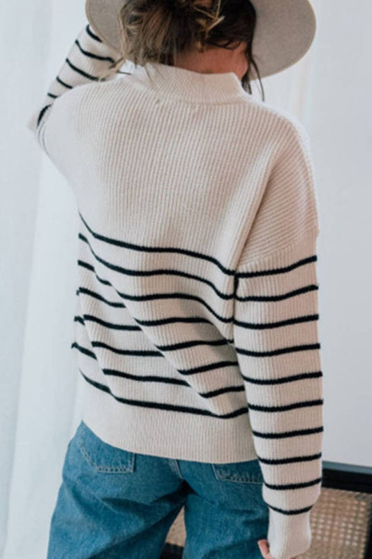 CWOSWL5200_WINTER STRIPED ZIP-UP LONG-SLEEVED SWEATER
