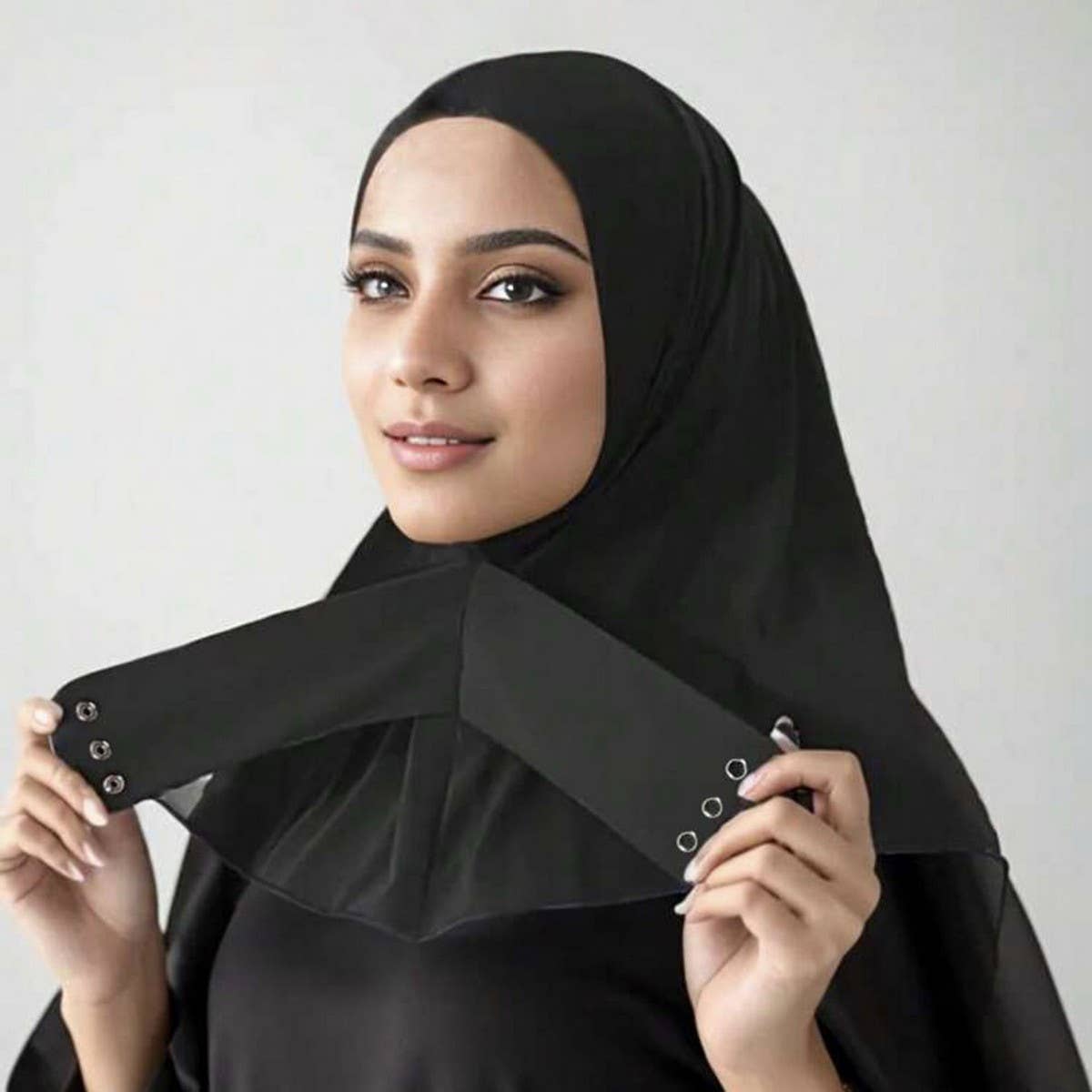 COTTON HIJAB THREE BUTTON TIE PULLOVER SCARF