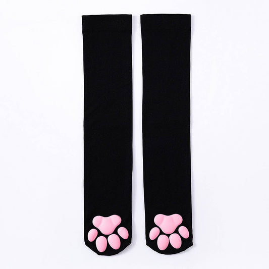CAT PAW PRINT FAUX KNEE-HIGH SOCKS_CWMS0865