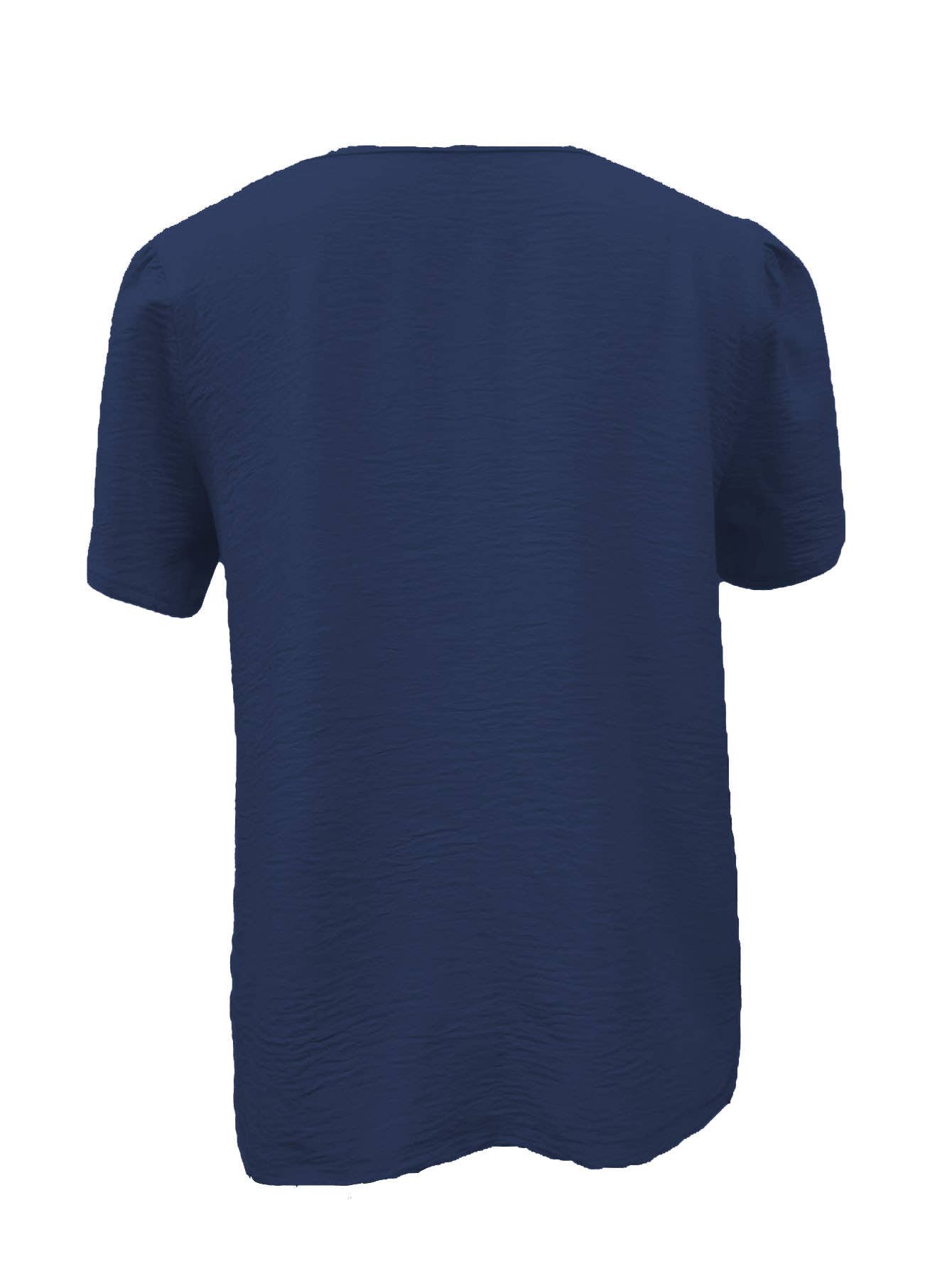 Form-fitting knit short-sleeved slant-neck top