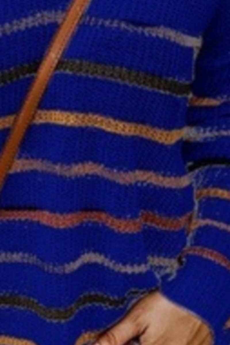 CWOSWL6625_STRIPED SWEATER WITH BIG V-NECK AND LONG SLEEVES