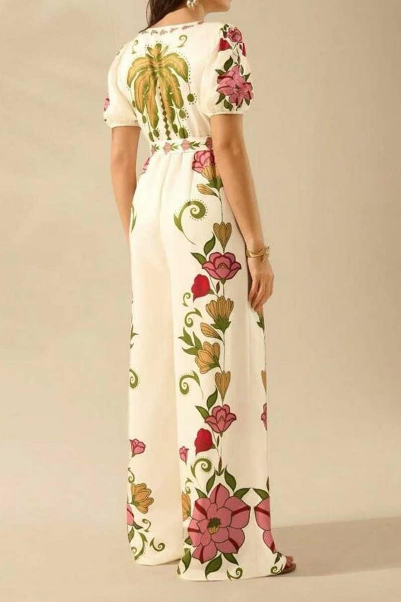 CWSJS1704_DEEP V NECK FLORAL SEXY WIDE LEG JUMPSUIT