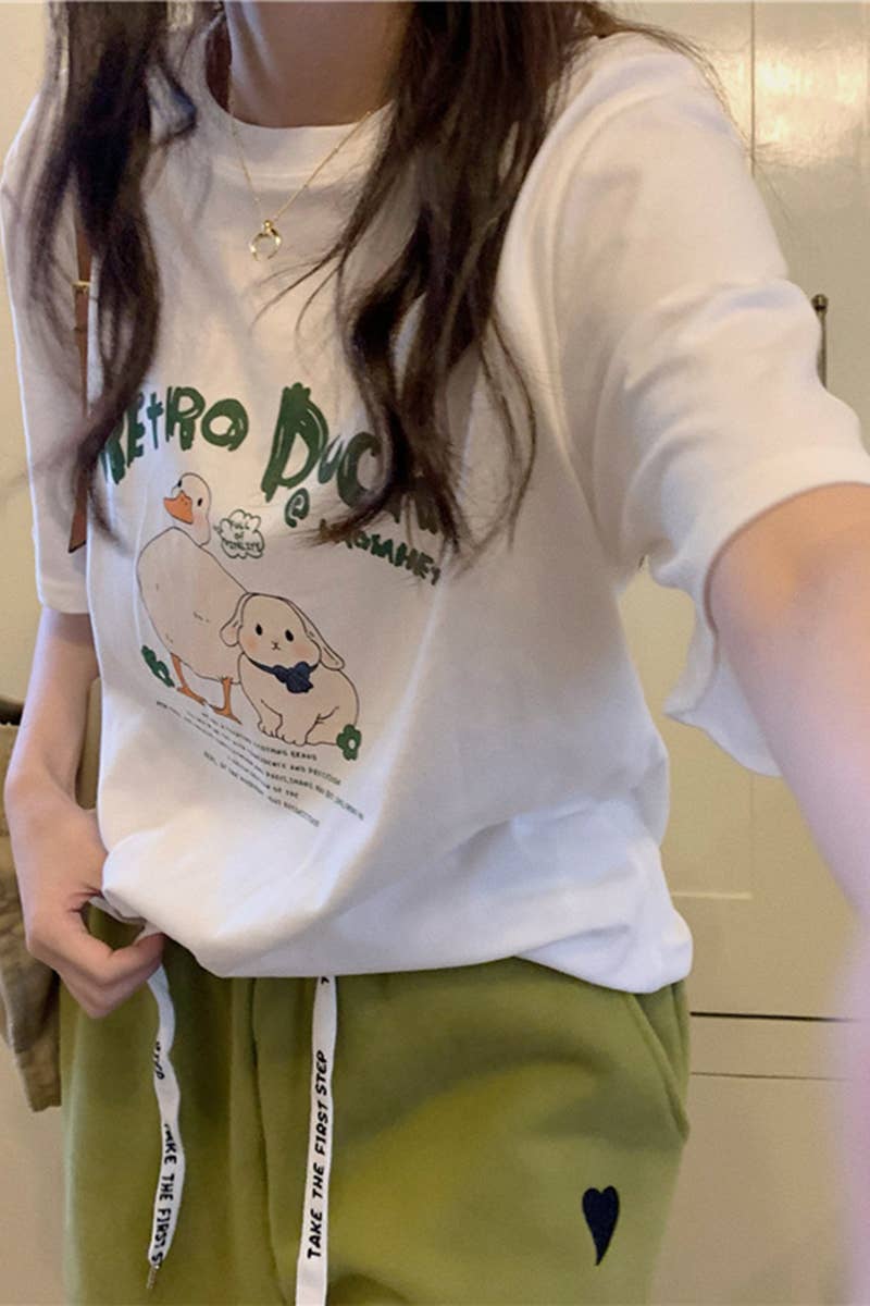 CWTTS0986_CARTOON PRINT CASUAL T SHIRT