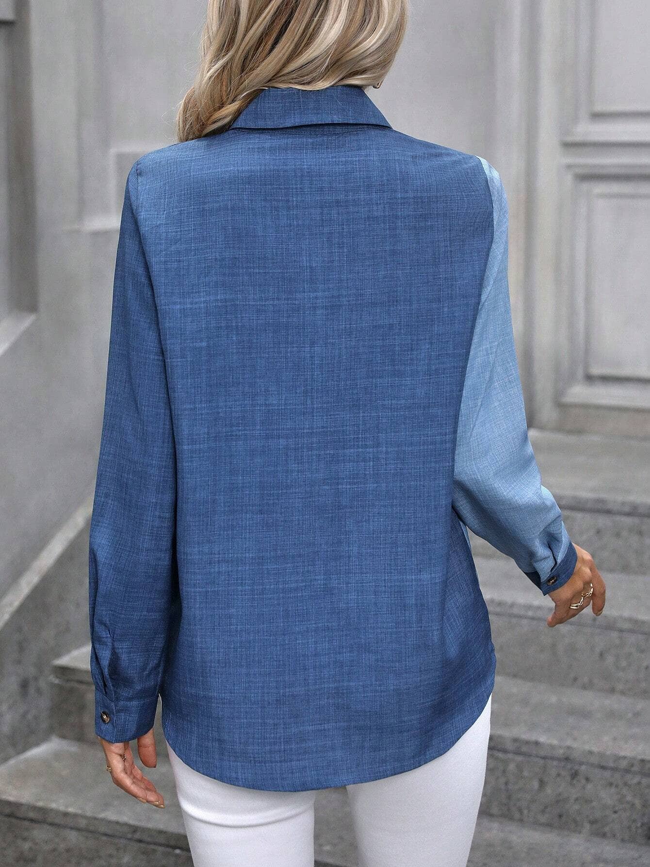 Casual single-breasted long-sleeved lapel shirt