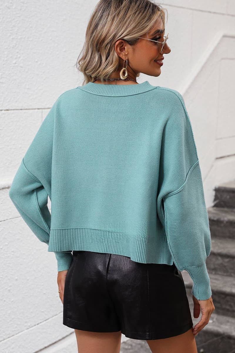 CWOSWL607  Long Sleeve Loose Neck Pullover Sweater