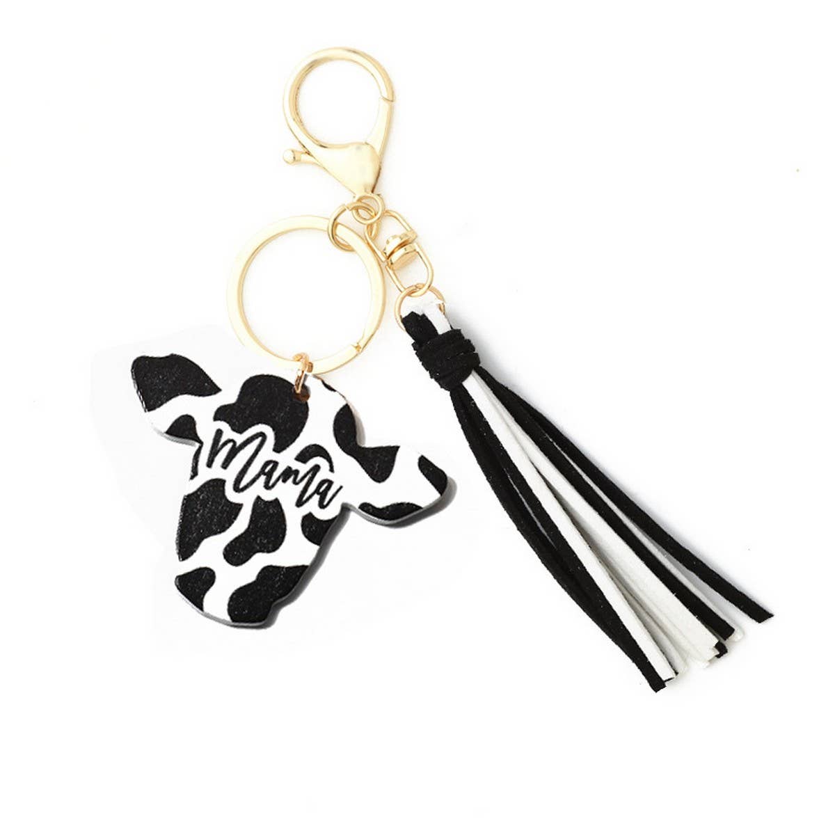 DIY Leather Tassel Cow Head Western Keychain_CWAB5094