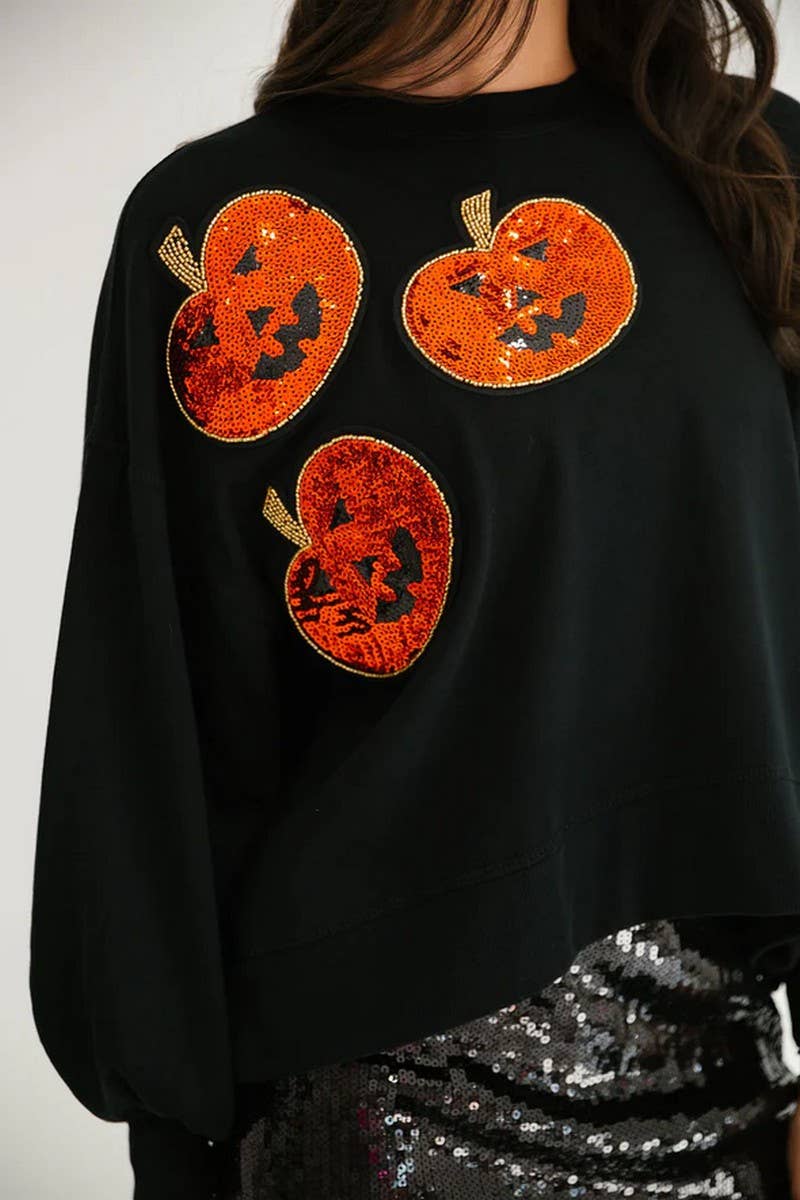 CWTBLL01231_HALLOWEEN PUMPKIN SEQUIN LOOSE SWEATSHIRT