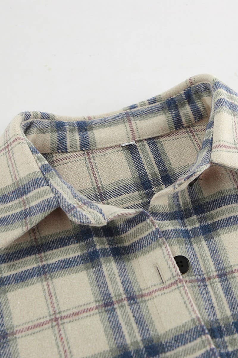 CWTBLL560_RETRO PLAID LOOSE LONG-SLEEVED SHIRT JACKET TOP