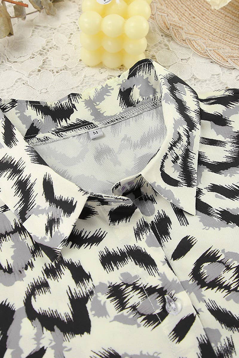 CWSPJ0386_LEOPARD PRINT CARDIGAN LONG SLEEVE PANTS PAJAMAS