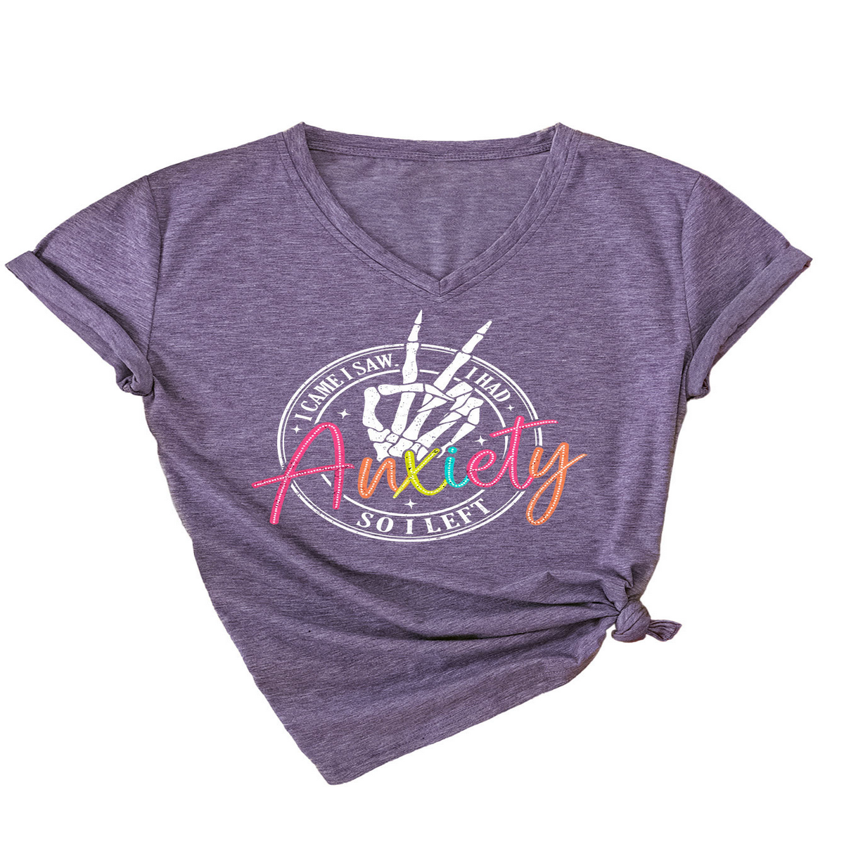 Trendy V-Neck Tee ? I Came I Saw Print