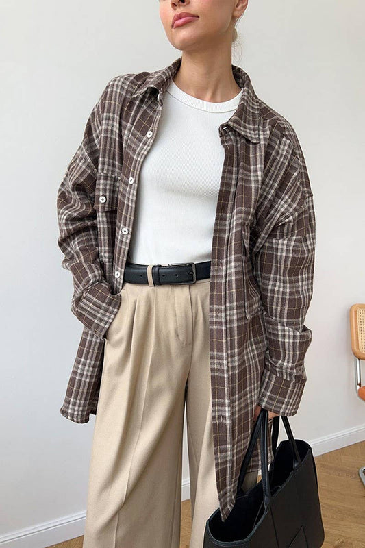 CWTBLL00611_CLASSIC RETRO PLAID LONG-SLEEVED SHIRT COATS