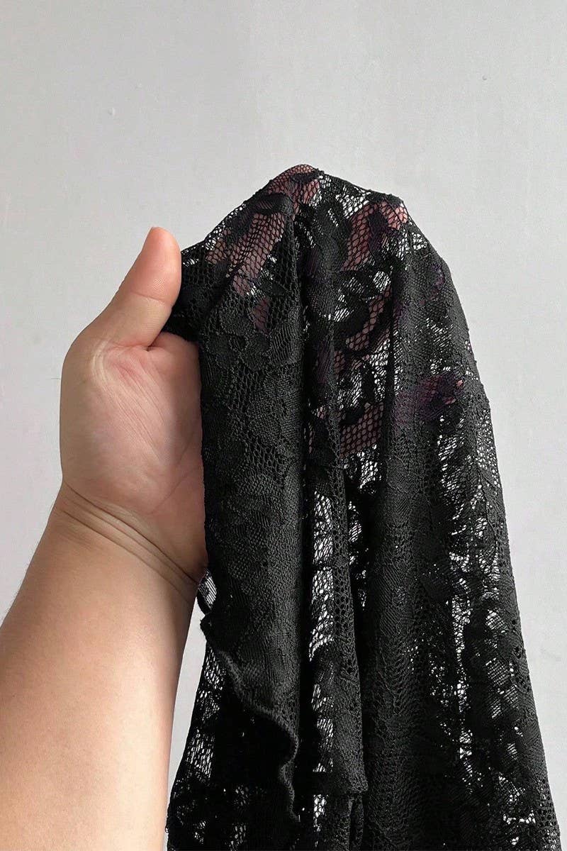 CWTBLL3844_SHEER ROSE LACE SLIM FIT LONG SLEEVE TOP