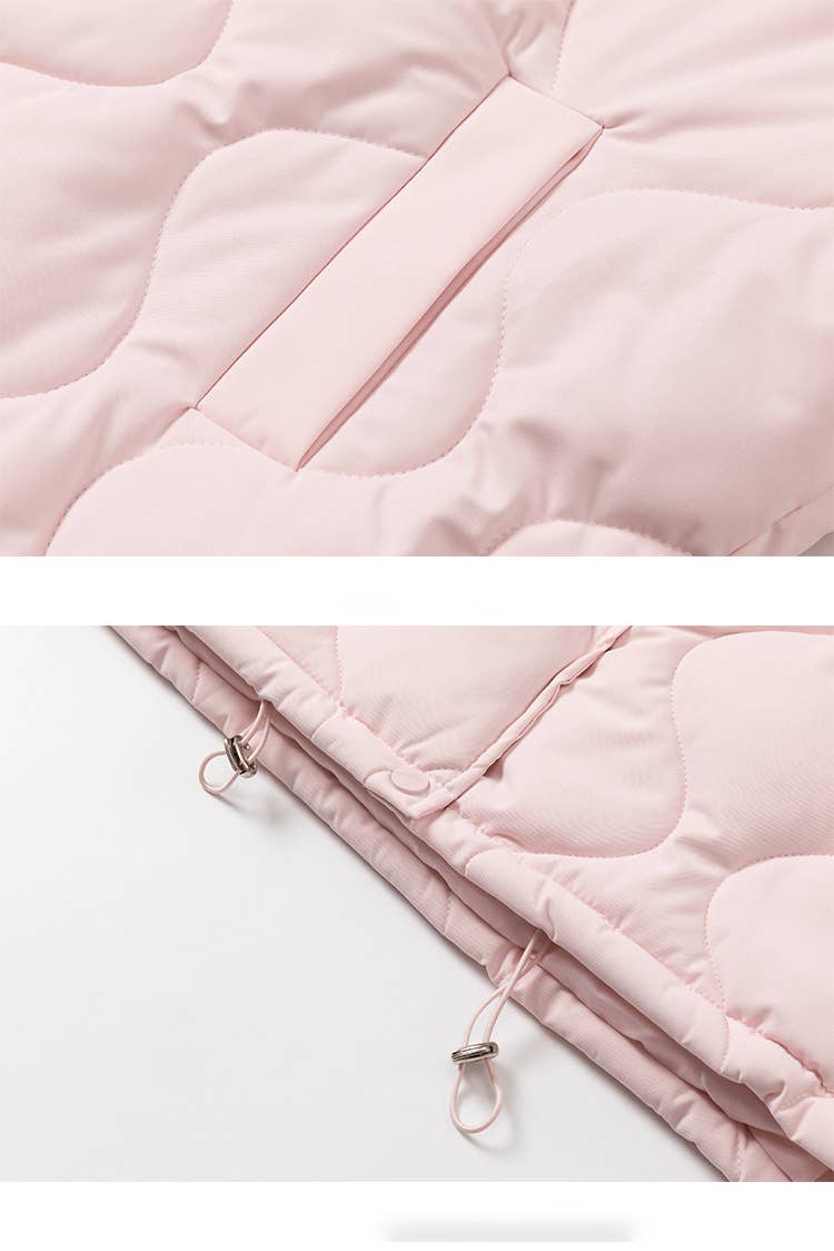 Collar diamond plaid thick padded jacket