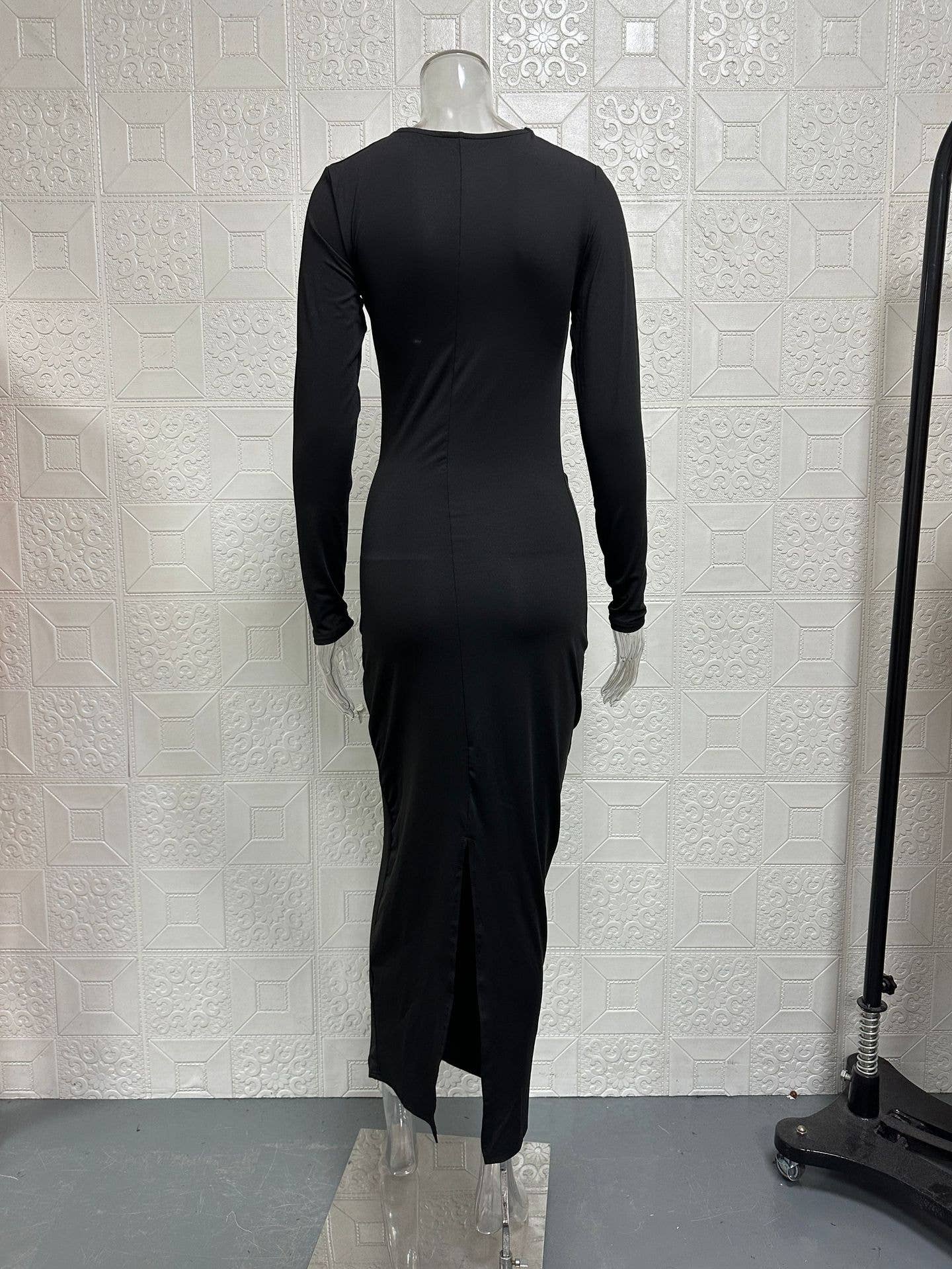 Form-fitting solid color body-hugging dress