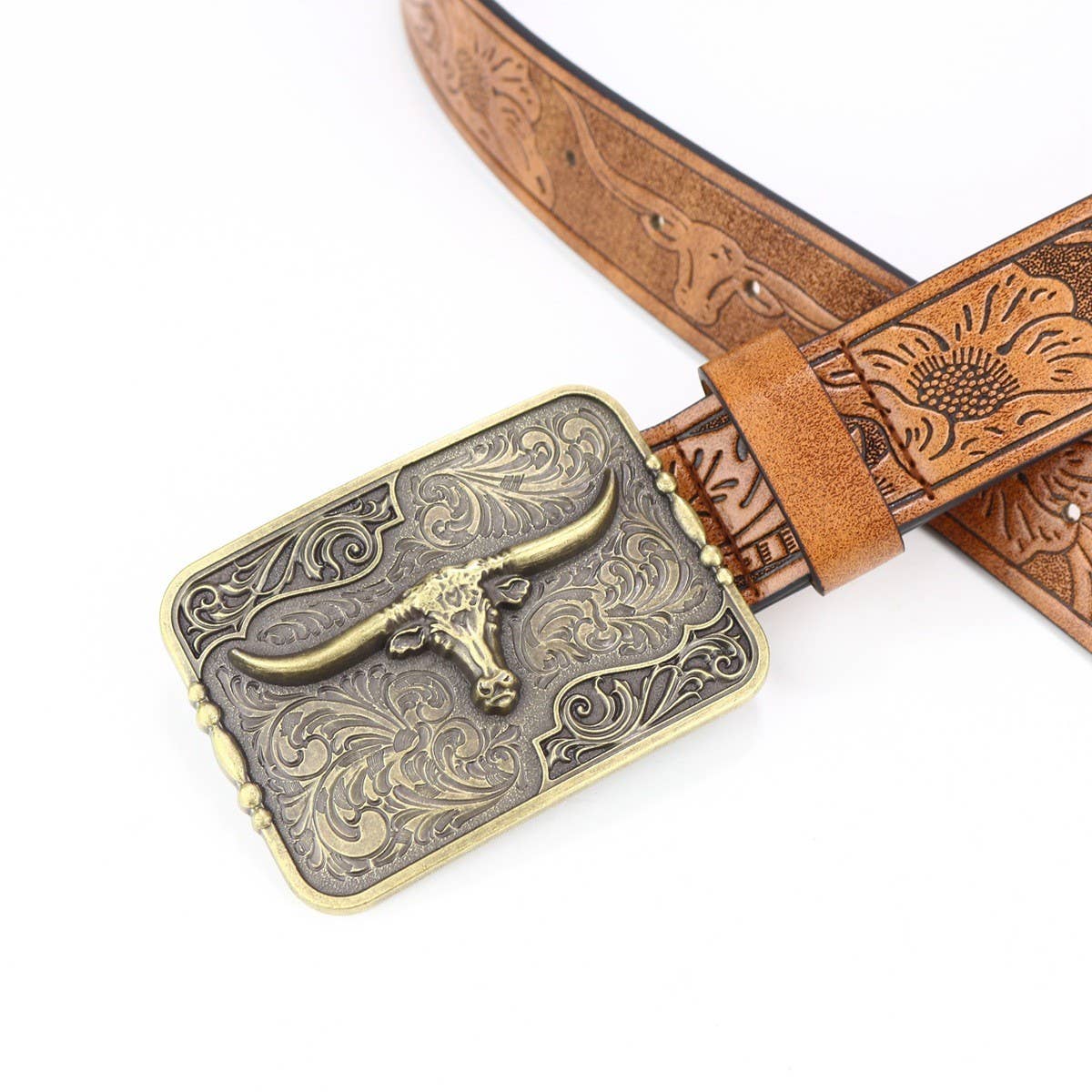 WESTERN COW HEAD BELT BUCKLE WITH DELICATE_CWABE0419