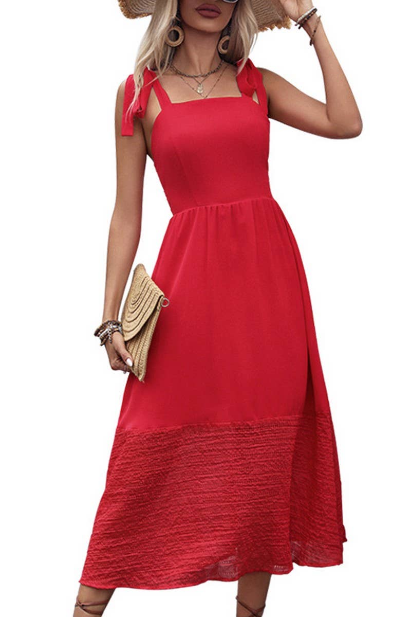 CWDMD2363_SLEEVELESS TIE ELEGANT DRESS
