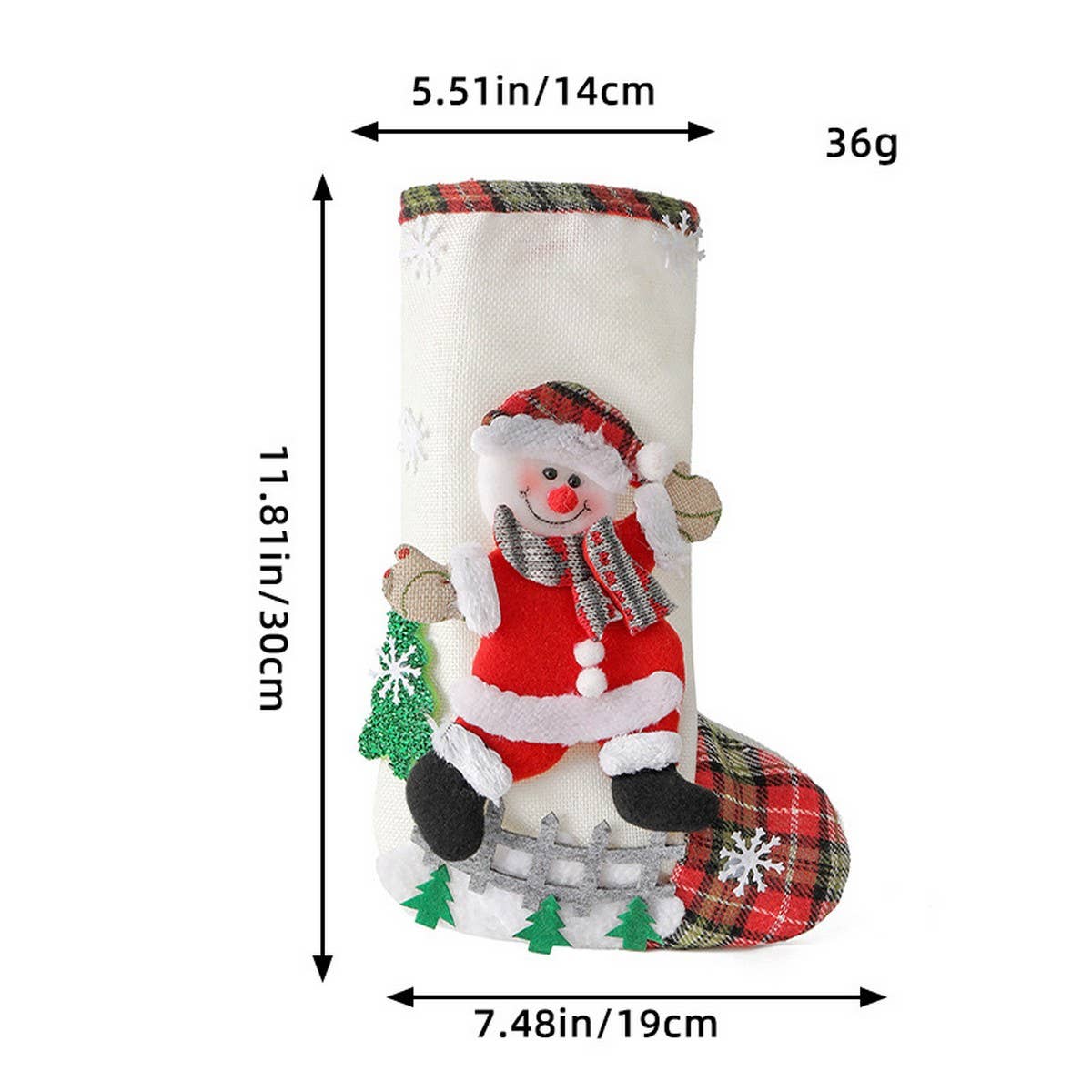 LINEN LARGE CHRISTMAS STOCKING GIFT BAG ORNAMENT