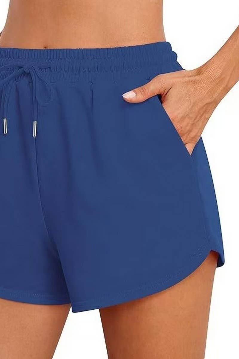 CWBSP0567_SOLID COLOR DRAWSTRING POCKET ATHLETIC SHORTS