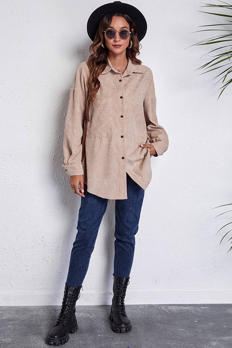 CWOCO1169_LOOSE CORDUROY SHIRT MID-LENGTH THIN JACKET
