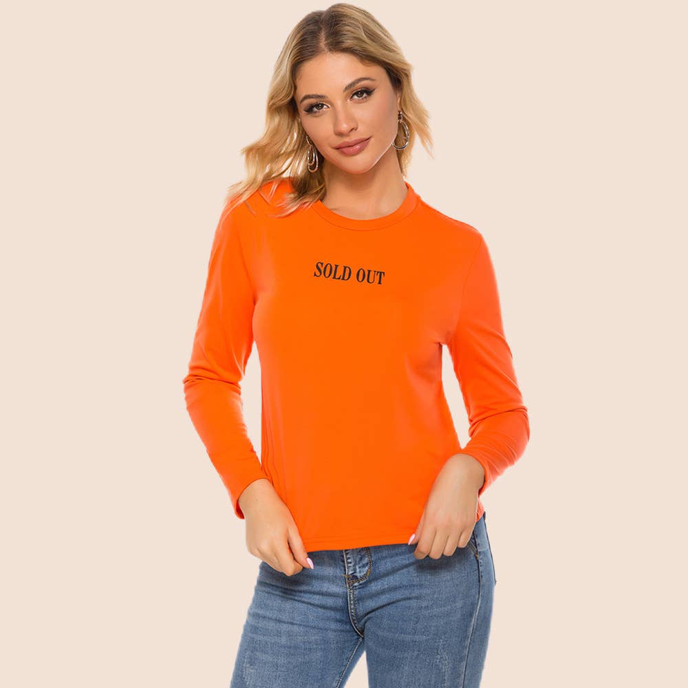 CASUAL PULLOVER ROUND NECK LETTER PRINT T-SHIRT