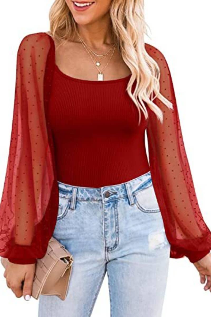 CWTBLL1063_SUMMER GAUZE SEE-THROUGH LONG SLEEVE TOP
