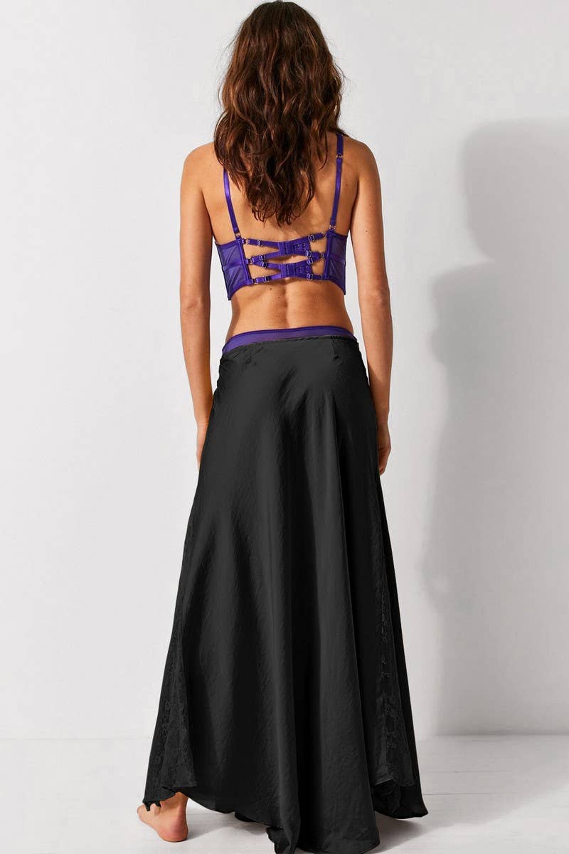 CWBLS0651_ELEGANT LACE PANEL A-LINE LONG SKIRT