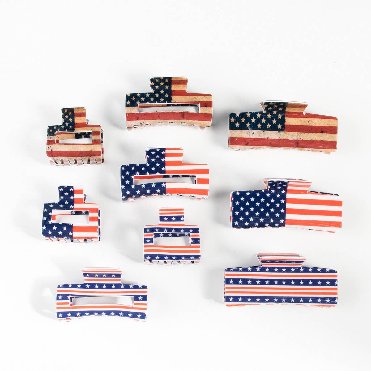 Independence Day Flag Hair Claw PVC Rectangle Clip_CWAHA1263