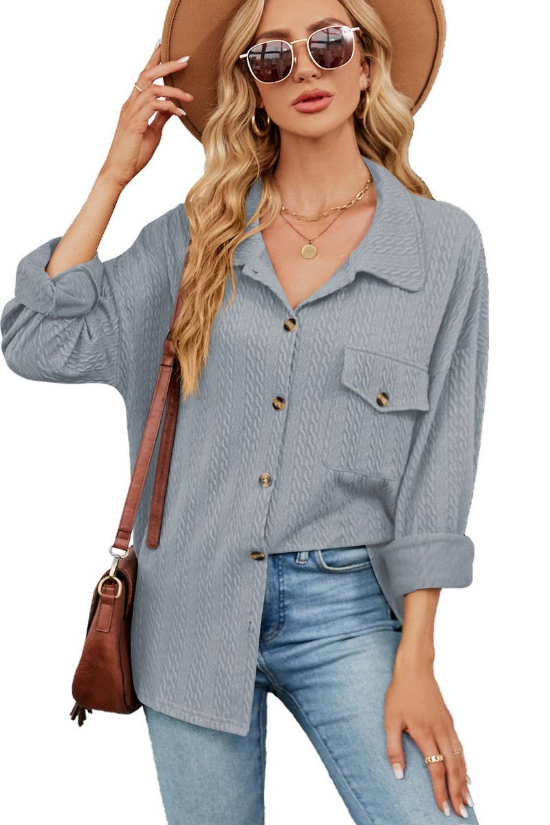 CWTSTL2066_LAPEL BUTTON POCKET LONG SLEEVE SHIRT COATS