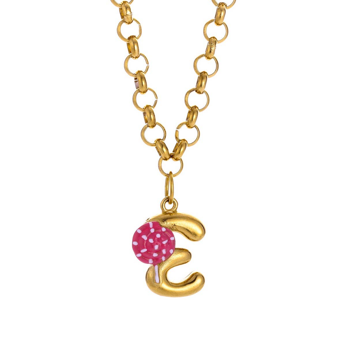 Original Stainless Steel Letter Necklace withEnamel_CWMM8836