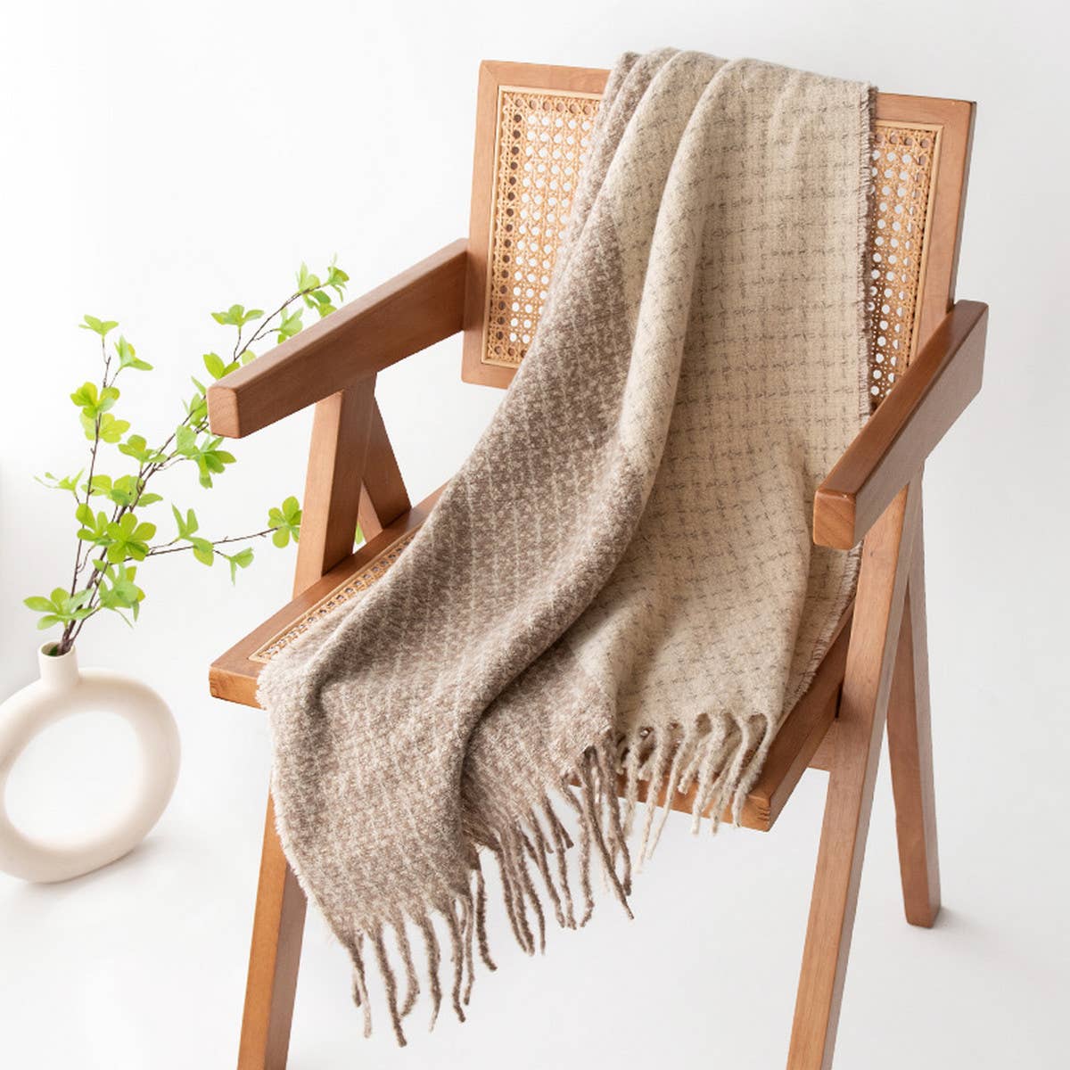 Soft Plaid Scarf - Vintage Tassel Women's Wrap_CWASC1001