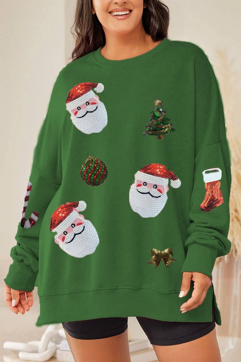 CWTBLL01239_SEQUIN CHRISTMAS LONG SLEEVE CASUAL SWEATSHIRT
