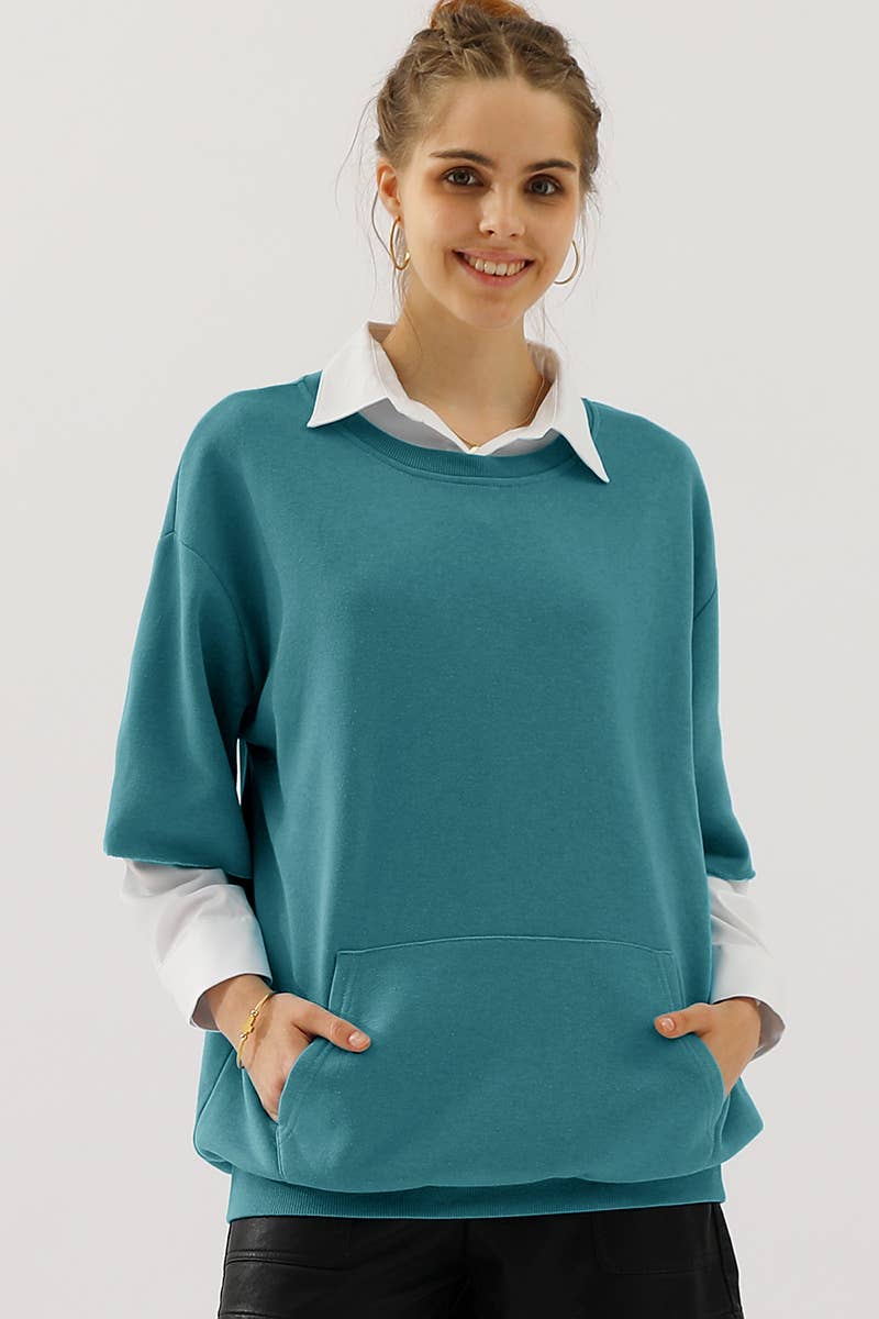 CWTTS641_Round Neck Casual Short Sleeve Top