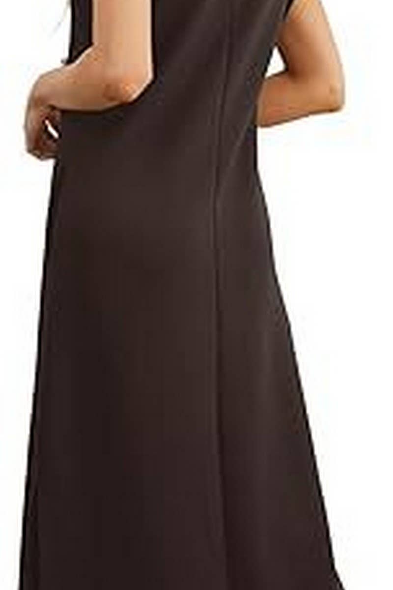 CWDMD5904_SLEEVELESS SPLIT HEM POCKET MAXI BEACH DRESS