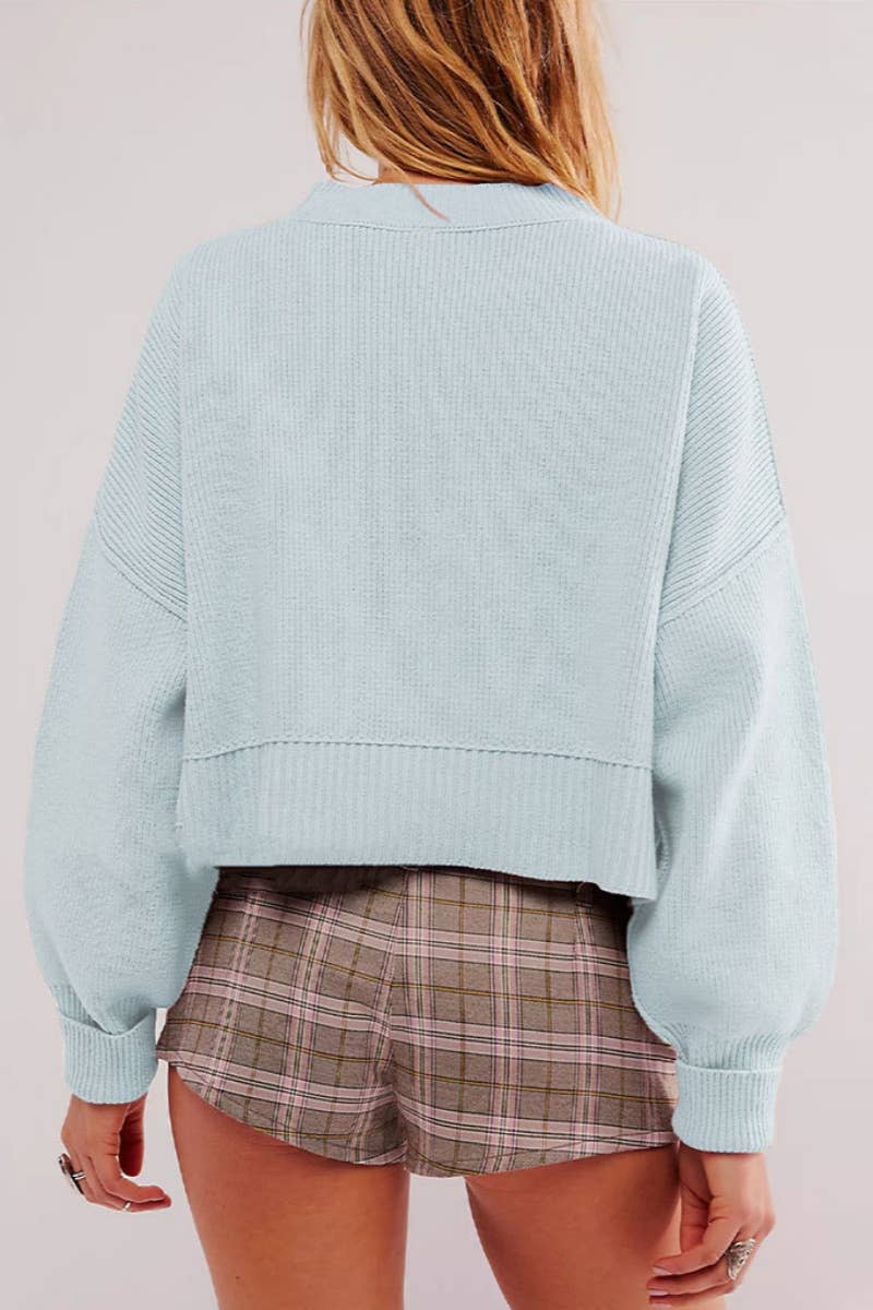 CWOSWL6722_FASHION CREW-NECK LONG-SLEEVED LOOSE SWEATER