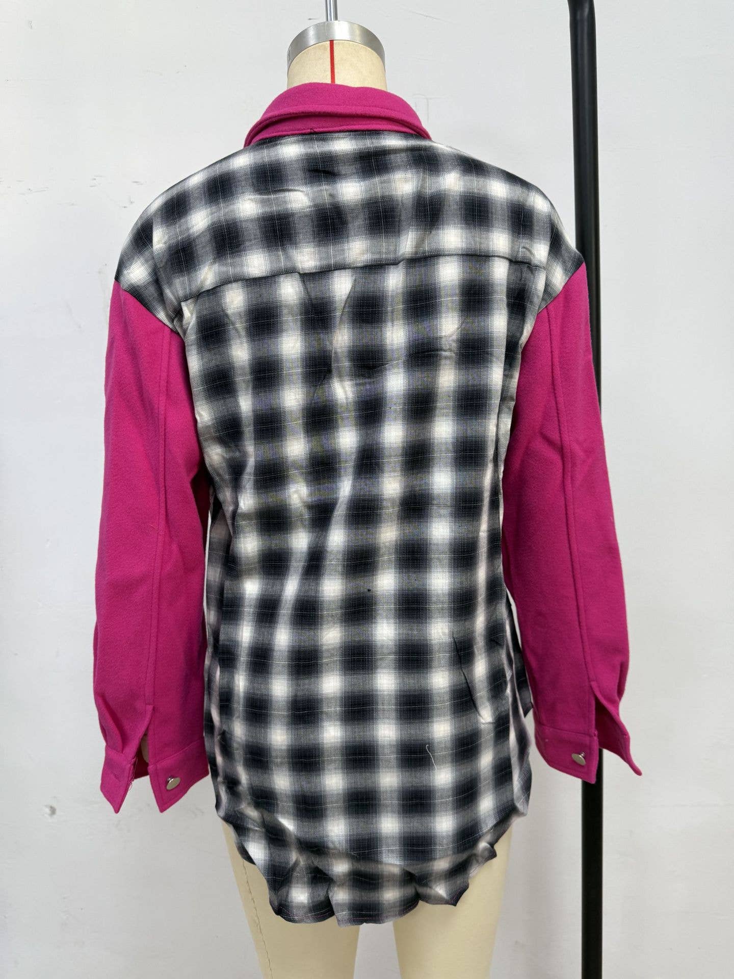 Fashionable color-blocking loose shirt jacket