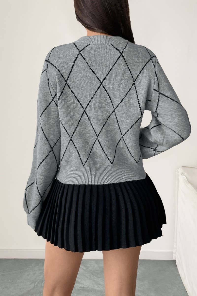 CWOSWL6912_CREW NECK BOW KNIT PULLOVER SWEATER