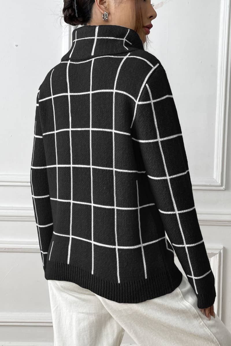 CWOSWL6724_WINTER TURTLENECK STRIPED LONG-SLEEVED SWEATER