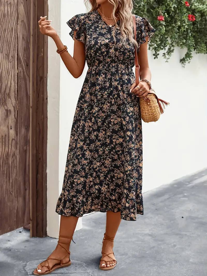 Comfortable, casual, loose cinched-waist dress