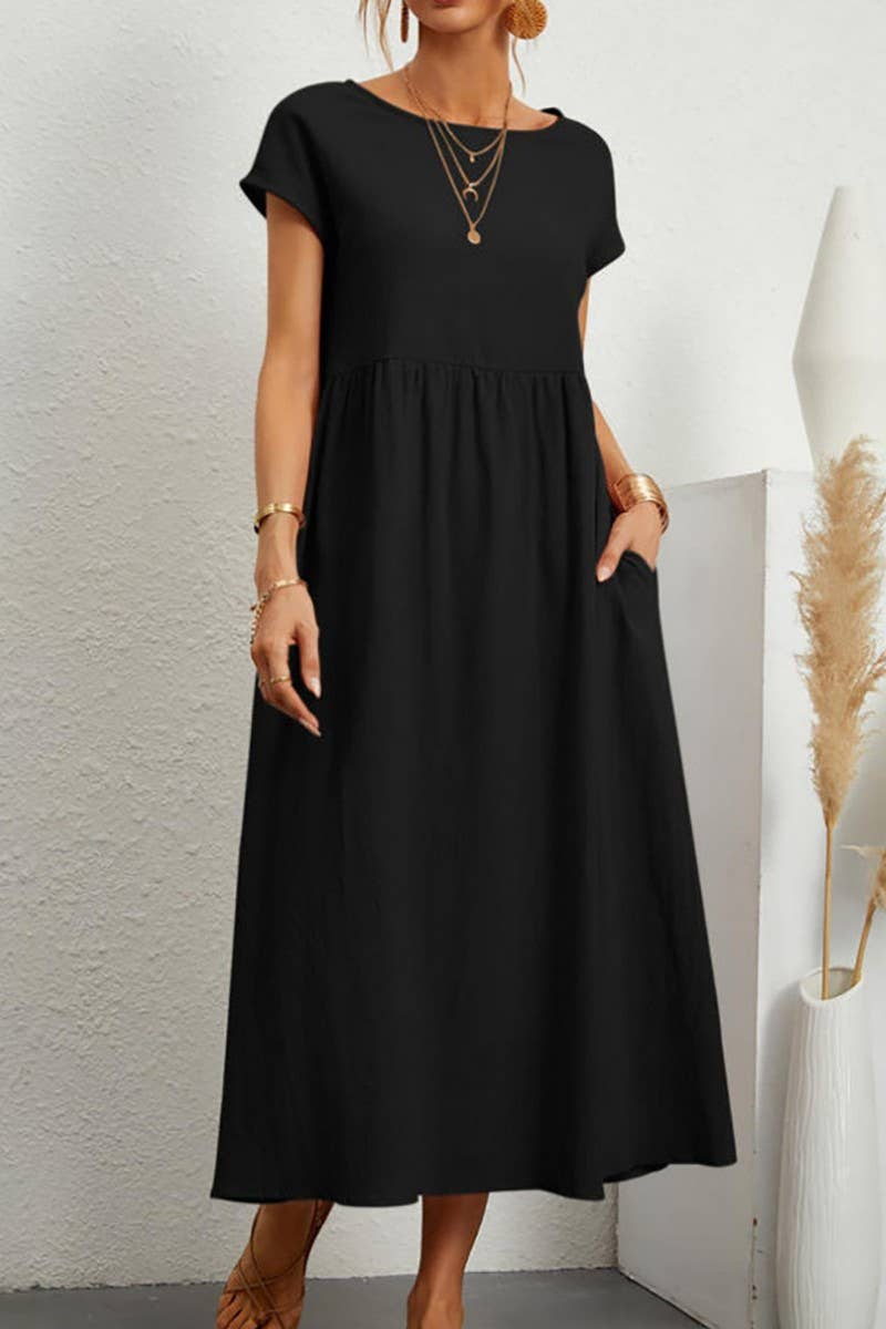 CWDMD01070_SOLID COLOR SLEEVELESS LOOSE DRESS