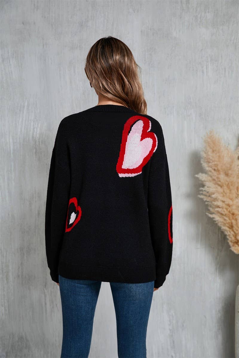 CWOSWL5781_VALENTINE'S DAY HEART PEACH SWEATER CARDIGAN